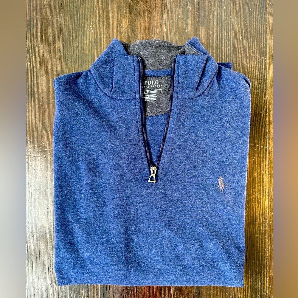 Polo Ralph Lauren Luxury Jersey Quarter-zip Pullover - Navy - Large